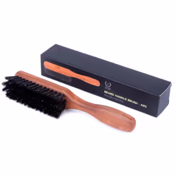 ZEUS Boar Bristle Beard & Mustache Brush with Extended Handle Large 6"" Firm-Bristle Beard Brush with Handle for Men (Made i ...