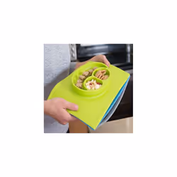 Ezpz Happy Mat Coral 100 Silicone Suction Plate with Builtin Placemat for Toddlers Preschoolers Divided Plate Dishwasher Safe