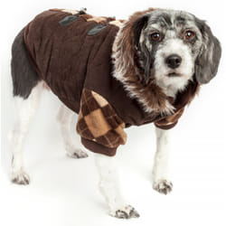 Petlife 18BRLG L Brown Fabric Dog Parka