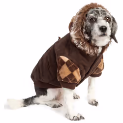 Petlife 18BRLG L Brown Fabric Dog Parka