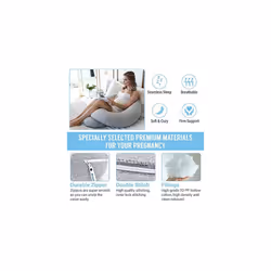 Pharmedoc The CeeCee Pillow Pregnancy Pillow C-Shape Full Body Maternity Pillow (Grey Jersey Cover)- Support for Back, Hips, Legs, Belly a Pregnancy