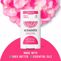 Schmidt's Rose and Vanilla Natural Deodorant Stick for Odour Protection and Wetness Relief 75 g