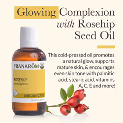 Pranarom - USDA Certified Organic Cold-Pressed Rosehip Virgin Plant Oil - 2 fl oz Glass Bottle - for Anti-Aging  Helps Acne Scar  Massaging  Face  Hai