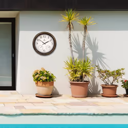 Outdoor Clocks for Patio Large Waterproof with Thermometer - 18 inch Indoor Outdoor Clock with Temperature and Humidity - Weatherproof  Accurate & Eas