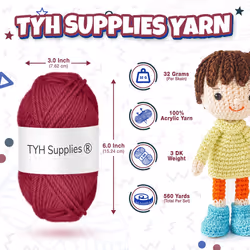 TYH Supplies 8 Acrylic Yarn Skeins | 560 Yard Soft Yarn Medium Weight for Knitting  Crochet  Craft Projects | 70 Yard Skeins | 8 Colors | Beginner Set
