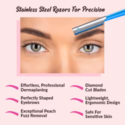 Womens Facial Razor Hair Removal - Dermaplaning Tool Peach Fuzz Remover Shaver Trimmer Women Remove Fine Hair Blue Eyebrow Razors Dermaplane Face