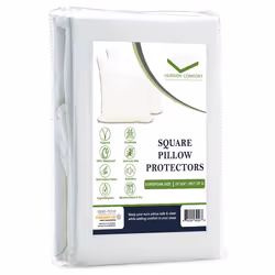 Hudson Comfort 20x20 Pillow Protector - 100% Waterproof  Prevents Feathers from Popping  European Square Zippered Pillow Cove ...