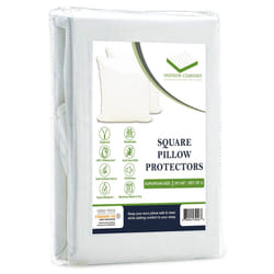 Hudson Comfort 20x20 Pillow Protector - 100% Waterproof  Prevents Feathers from Popping  European Square Zippered Pillow Covers (2 Pack  20x20 Inch)