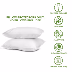Hudson Comfort 20x20 Pillow Protector - 100% Waterproof  Prevents Feathers from Popping  European Square Zippered Pillow Covers (2 Pack  20x20 Inch)
