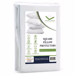 Hudson Comfort 20x20 Pillow Protectors - 100% Waterproof Prevents Feathers from Popping European Square Zippered Pillow Cov ...