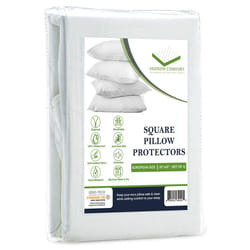 Hudson Comfort 20x20 Pillow Protectors - 100% Waterproof  Prevents Feathers from Popping  European Square Zippered Pillow Covers (4 Pack  20x20 Inch)