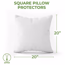 Hudson Comfort 20x20 Pillow Protectors - 100% Waterproof  Prevents Feathers from Popping  European Square Zippered Pillow Covers (4 Pack  20x20 Inch)