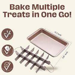 Good Dee's Brownie Pan with Dividers  Non Stick Baking Pan Sets  Carbon Steel Bakeware Tray with Grips for Oven Baking  18 Pre-Cut Square Molds for Br