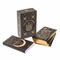 Eighty Eight Miracles Mystical Gold Foil and Black Tarot Cards with Guide Book for Beginner Tarot Readers; Large Tarot Deck E ...