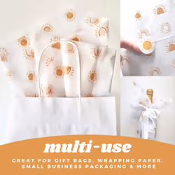 Sunshine Boho Rainbow Tissue Paper for Packaging Small Business (25 Pack) Boho Wrapping Paper Printed Pastel Tissue Paper Bulk - Orange Tissue Paper f