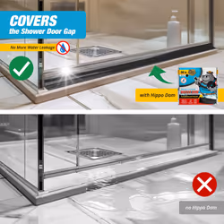 Shower Threshold Water Dam Barrier 98 - Black Collapsible Shower Water Blocker - Guard for Walk in Shower - Water Guard Stopper for Floor - Shower Doo