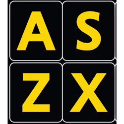 English US Large Letters Black - Yellow Letters Keyboard Stickers
