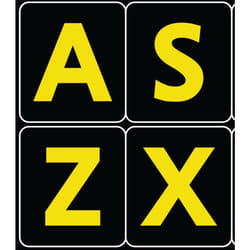 English US Large Letters Black - Yellow Letters Keyboard Stickers
