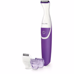 Philips Essential BRT383/15 Bikini trimmer for safe trimming of sensitive areas, AA, Wet & Dry, Violet, White