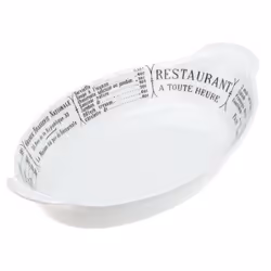 Pillivuyt Oval Eared Gratin Brasserie Baker 10 x 6.25 inch White/Menu Print