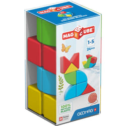 Geomag MagiCube 24-pc Magnetic Blocks Set for Toddlers & Kids Ages 1-5 | Swiss-Made STEM Educational Toy Made from 100% Recycled Plastic | Creative Ea