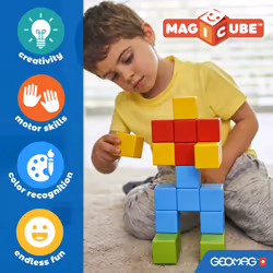 Geomag MagiCube 24-pc Magnetic Blocks Set for Toddlers & Kids Ages 1-5 | Swiss-Made STEM Educational Toy Made from 100% Recycled Plastic | Creative Ea