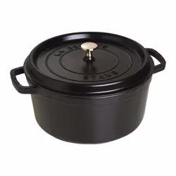 STAUB Cast Iron Dutch Oven 7-qt Round Cocotte Made in France Serves 7-8 Black Matte