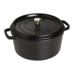 STAUB Cast Iron Dutch Oven 7-qt Round Cocotte  Made in France  Serves 7-8  Black Matte