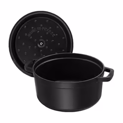 STAUB Cast Iron Dutch Oven 7-qt Round Cocotte  Made in France  Serves 7-8  Black Matte