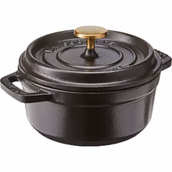 STAUB Cast Iron Dutch Oven 0.5-qt Round Cocotte Made in France Serves 1 Matte Black