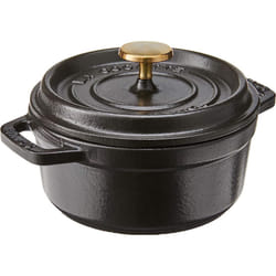 STAUB Cast Iron Dutch Oven 0.5-qt Round Cocotte  Made in France  Serves 1  Matte Black
