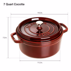 Staub Cast Iron 7-qt Round Cocotte - Grenadine  Made in France