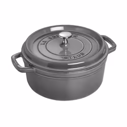Staub Cast Iron 4-qt Round Cocotte - Graphite Grey Made in France