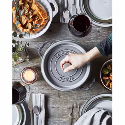 Staub Cast Iron 4-qt Round Cocotte - Graphite Grey  Made in France
