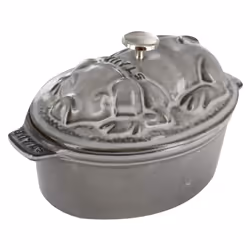 Staub Cast Iron 1-qt Pig Cocotte - Graphite Grey Made in France