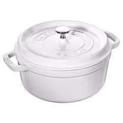 STAUB Cast Iron Dutch Oven 4-qt Round Cocotte Made in France Serves 3-4 White