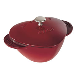 STAUB Cast Iron Dutch Oven 1.75-qt Heart Cocotte  Made in France  Serves 1  Black  Cherry