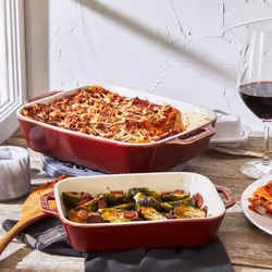 STAUB Ceramics Rectangular Baking Dish Set  2 pc  Red