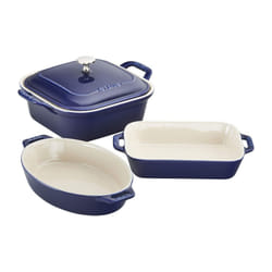 Staub Ceramics 4-pc Baking Pans Set  Casserole Dish with Lid  Brownie Pan  Dark Blue