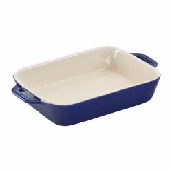Staub Ceramics 4-pc Baking Pans Set  Casserole Dish with Lid  Brownie Pan  Dark Blue