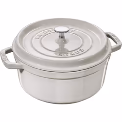Staub Cast Iron 7-qt Round Cocotte - White Truffle  Made in France