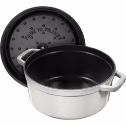 Staub Cast Iron 7-qt Round Cocotte - White Truffle  Made in France
