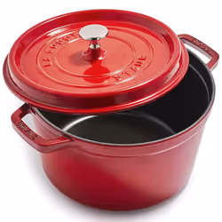 Staub Cast Iron Dutch Oven 5-qt Tall Cocotte  Made in France  Serves 5-6  Cherry