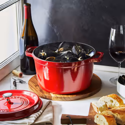 Staub Cast Iron Dutch Oven 5-qt Tall Cocotte  Made in France  Serves 5-6  Cherry