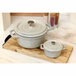 Staub Cast Iron 2.75-qt Round Cocotte - White Truffle  Made in France