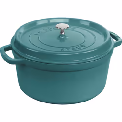 Staub Cast Iron 7-qt Round Cocotte - Turquoise