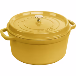 Staub Cast Iron Round Cocotte Dutch Oven 7-quart serves 7-8 Made in France Citron