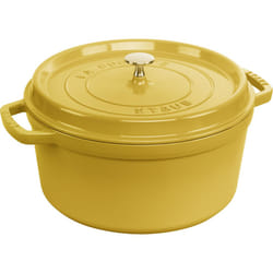 Staub Cast Iron Round Cocotte  Dutch Oven  7-quart  serves 7-8  Made in France  Citron