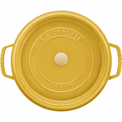Staub Cast Iron Round Cocotte  Dutch Oven  7-quart  serves 7-8  Made in France  Citron