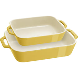 STAUB Stoneware Gratins Ceramics Rectangular Baking Set  Casserole Dish  2-Piece  Citron  2-pc